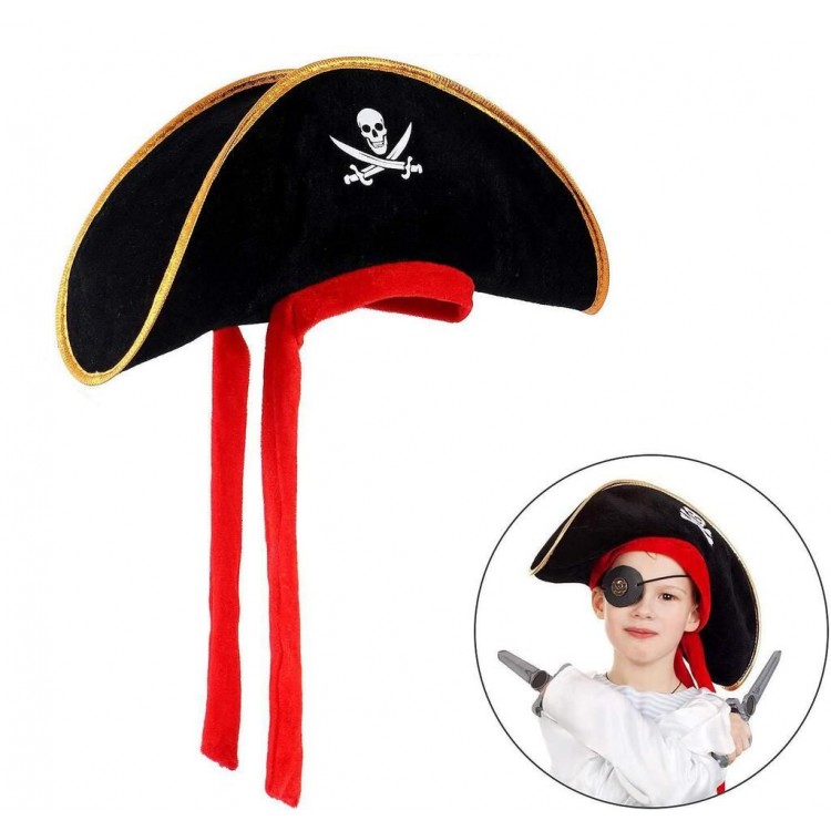 Child Size Velvet Jack Sparrow Sailor Pirate Hat 45x16 cm