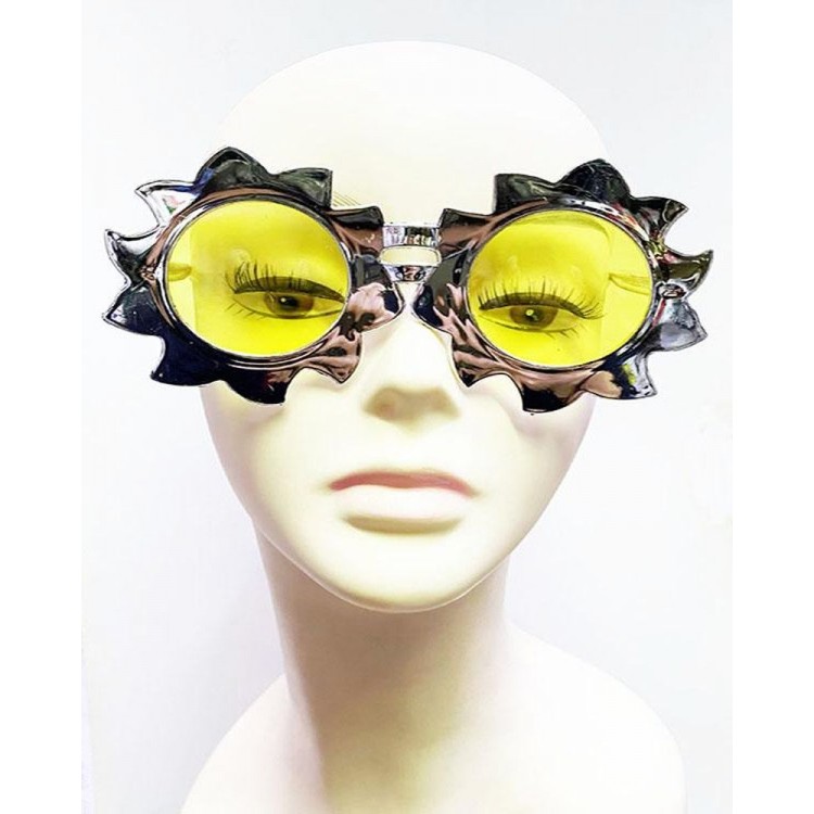Sun Model Metalized Shiny Party Glasses Silver Color 14x7 cm