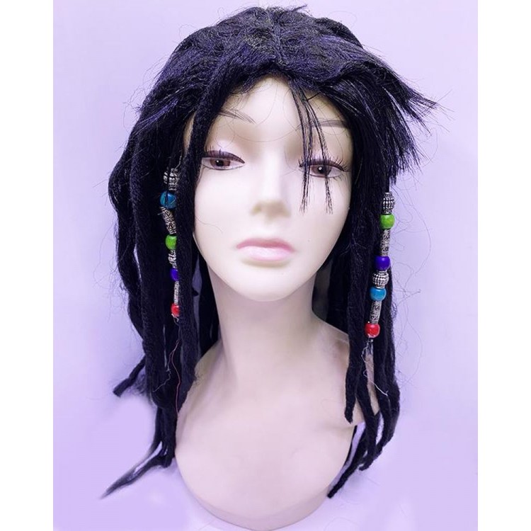 Black Color Joe Dreadlocks Beaded Fluffy Rasta DirtyPeruk