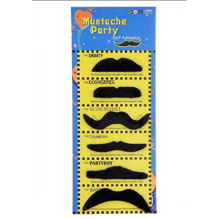 Carnival Costume Party Mustache 6 Models 6 Pieces