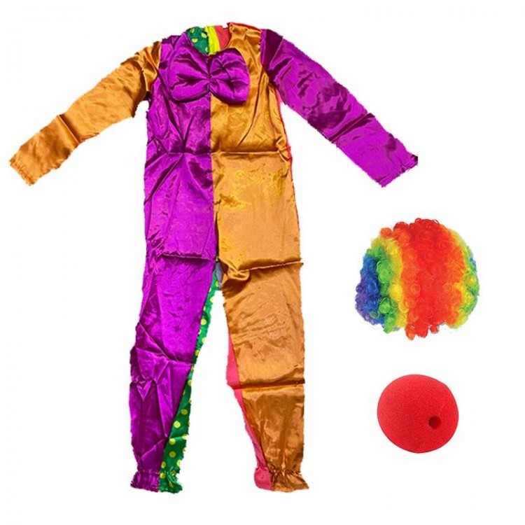 Children's Clown Costume Wig and Nose 13-14 Years OldModel 7