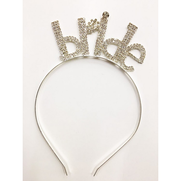 Crystal Stone Silver Color Bride Crown with Written Stone 18x13 cm