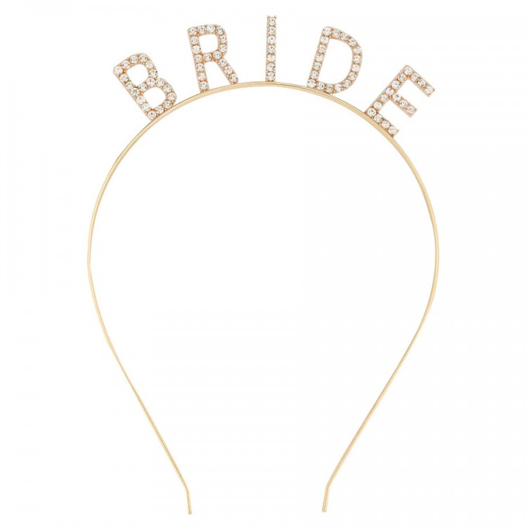 Altın Gold Renk Bekarlığa Veda Kristal Taş Bride Tacı İthal 16x10 cm