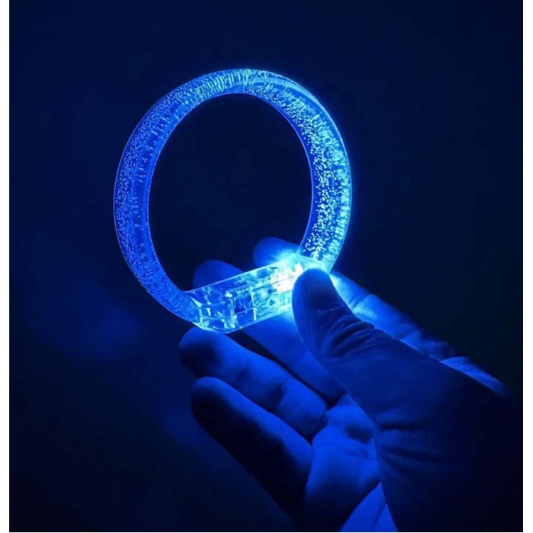 Mavi Led Işıklı Baskı Yapılabilen Pilli Bileklik Bilezik 1,5 cm Genişlik