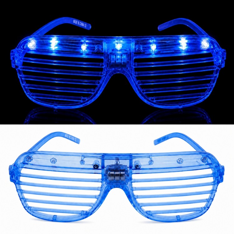LED Işıklı Panjur Parti Gözlüğü Mavi Renk Shutter Gözlük