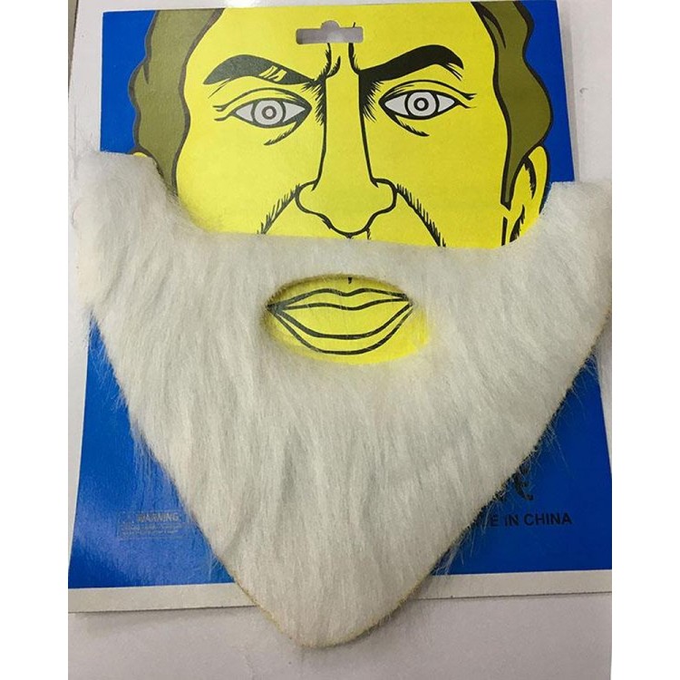 Gray Fake Beard Mustache Old Beard White Color