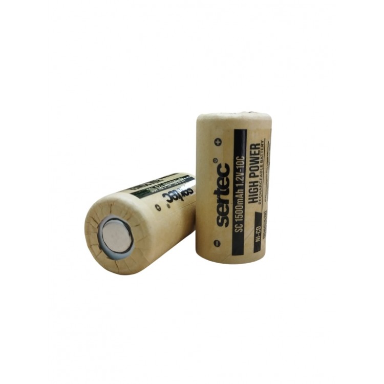 1.2V Ni-Cd SC 1500 Mah Kağıt Şarjlı Pil 10C (Başsız/Flat Head)