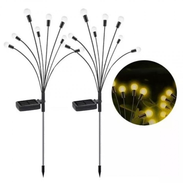 2-pack Solar Garden Lighting 10 LEDs 2 Modes RGB