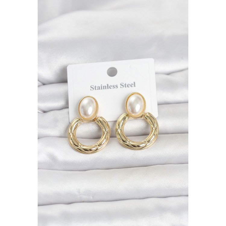 316L Çelik Gold Renk Vintage Model Kadın Küpe TJ-BKP11831