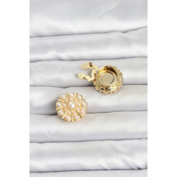 Vintage Model Gold Renk Düğme veya Manşet Broşu TJ-BR486