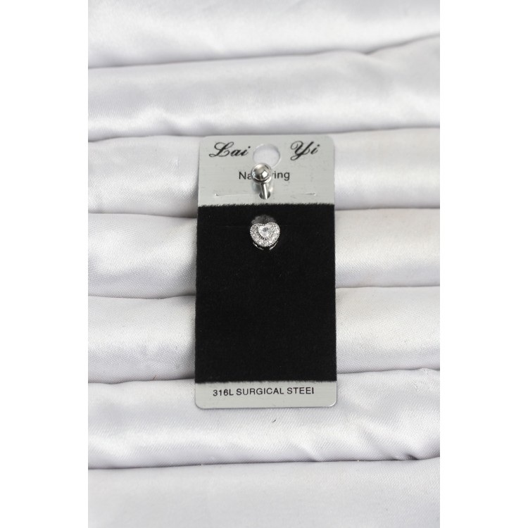 316L Cerrahi Çelik Zirkon Taşlı Kalp Model Göbek Piercing TJ-PR1412