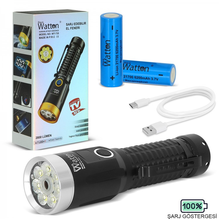 2800 Lümen Özel Seri LED Çalışma Lambası – Yeşil Özellikli, Mıknatıslı, USB Şarjlı El Feneri WT-735