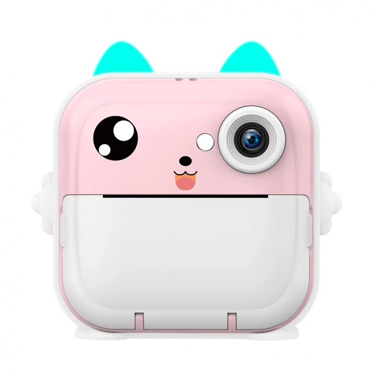 Anlık Termal Yazıcılı Dijital Çocuk Kamerası 2.0 Inc HD Şipşak Fotoğraf Makinesi AE110 Pembe