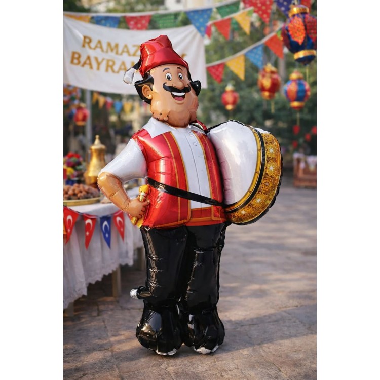 Ramazan Bayramı Süsleme Dekoru - Ramazan Davulcusu Folyo Balon 120 Cm