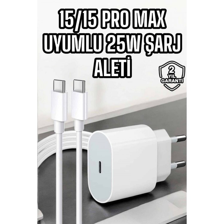 İOS Uyumlu Type-C Girişli Hızlı Şarj 15/15 Pro Max Adaptör ve Kablosu