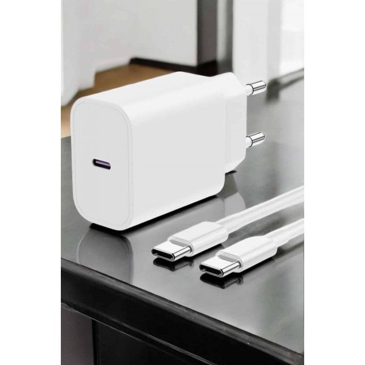 İOS Uyumlu Type-C Girişli Hızlı Şarj 15/15 Pro Max Adaptör ve Kablosu