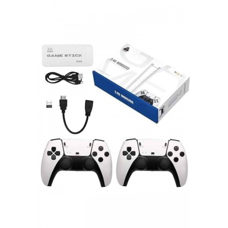4K HD Görüntü Kaliteli Retro Game Stick 20000 Oyunlu Çift Kollu Beyaz Game Stick