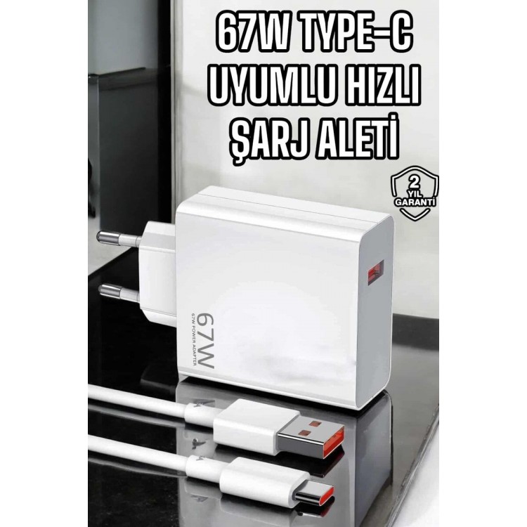 Şarj Aleti Turbo Hızlı 67W Type-C Hızlı Şarj