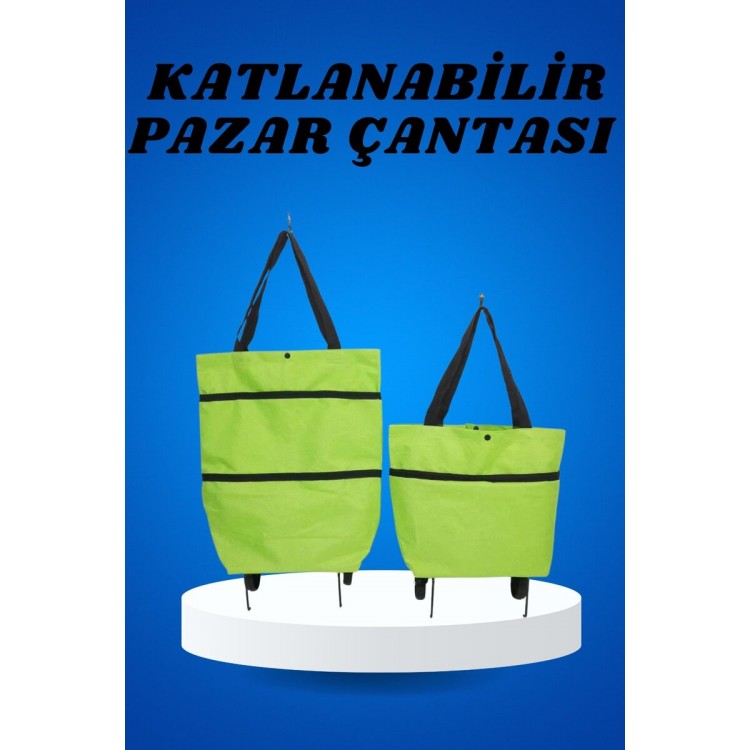 Pazar Arabası ve Alışveriş Çantası Çift Yönlü Kolay Tekerlekli Taşınabilir