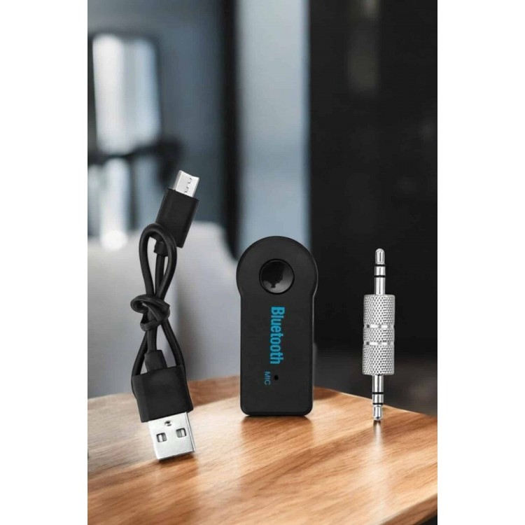 Kablosuz Bluetooth Aux Araç Kiti Siyah Hafıza Kartlı