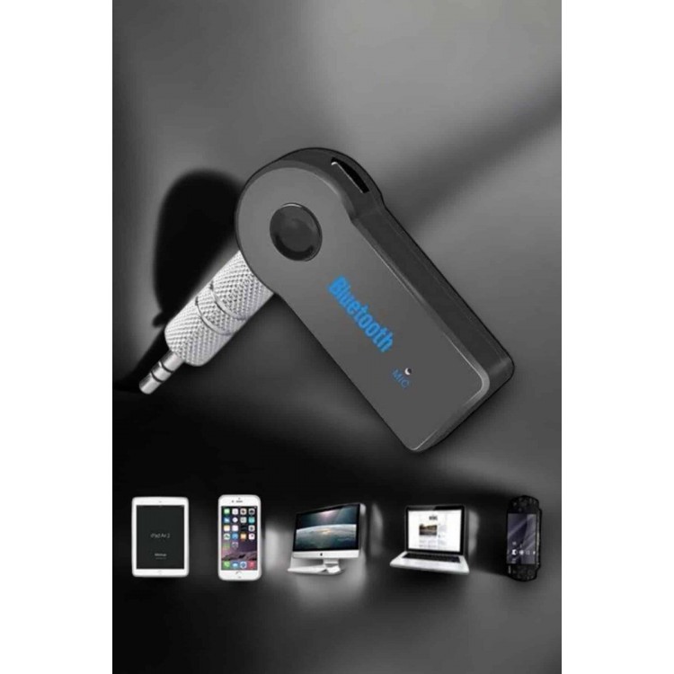 Kablosuz Bluetooth Aux Araç Kiti Siyah Hafıza Kartlı