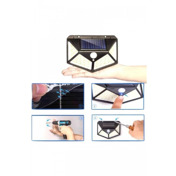 Bahçe Lambası Bahçe Aydınlatma Sensörlü Suya Dayanıklı 100 Led