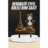 Retro Eyfel Kulesi Ve Kum Saati Dekoratif Ahşap Görünümlü Masa Biblosu