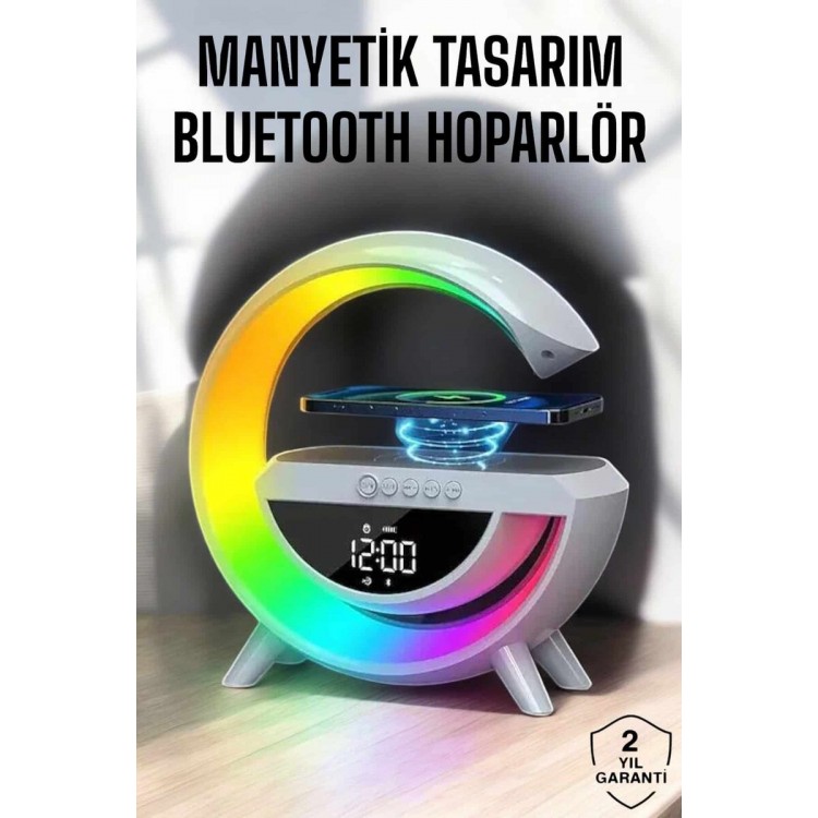 Bluetooth Hoparlör Dijital Göstergeli Wireless Şarj RGB Işıklı