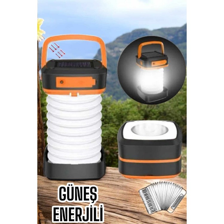 Güneş Enerjili Led Lamba Kamp Lambası Katlanabilir Lamba USB Şarjlı