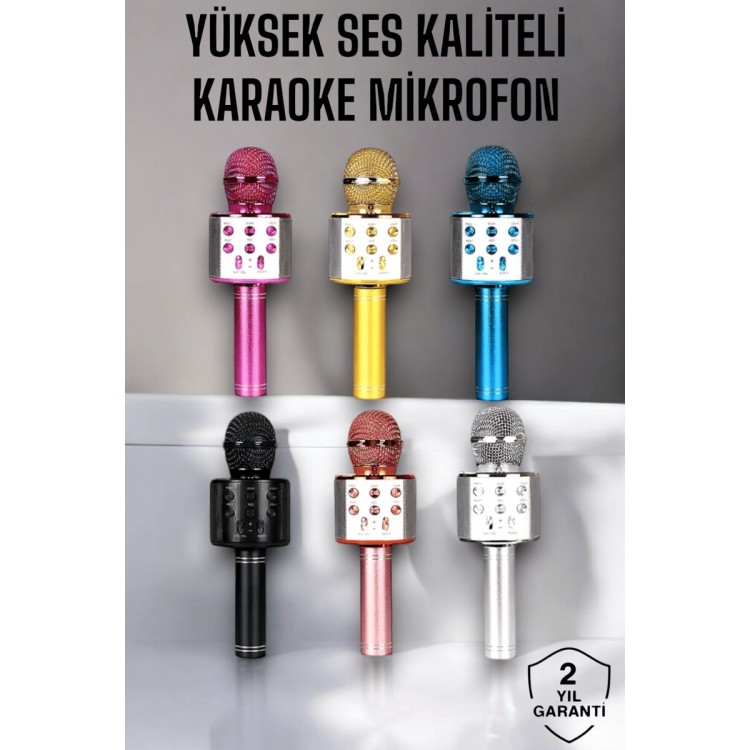 Kablosuz Bluetooth Karaoke Mikrofon USB ve AUX Girişli Yüksek Ses Kalitesi