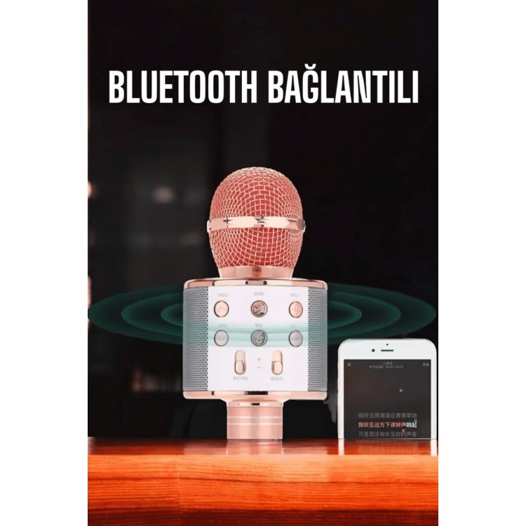 Kablosuz Bluetooth Karaoke Mikrofon USB ve AUX Girişli Yüksek Ses Kalitesi