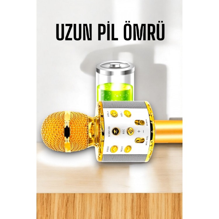 Kablosuz Bluetooth Karaoke Mikrofon USB ve AUX Girişli Yüksek Ses Kalitesi
