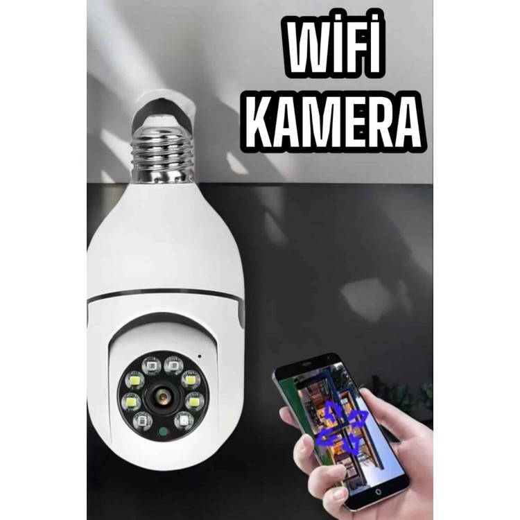Wifi Kamera Duylu Ampul Görünümlü 360 Derece Dönebilen Ev Kamerası