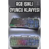 Led Işıklı Oyuncu Klavye Usb Girişli RGB Işıklı Q Klavye Mouse Hediyeli