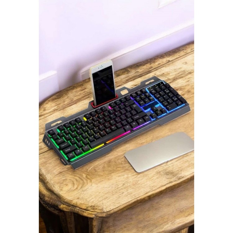 Q Klavye RGB Işıklı Klavye Ve Mouse Seti Kablolu Mouse Hediyeliş