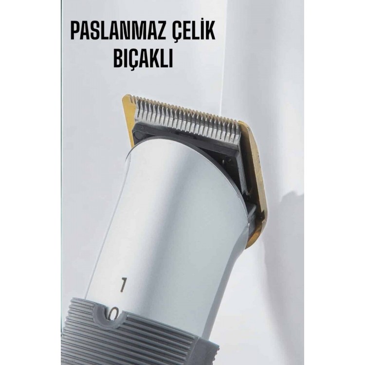 4 Taraklı Profesyonel Şarjlı Saç ve Sakal Kesme Tıraş Makinesi Seti