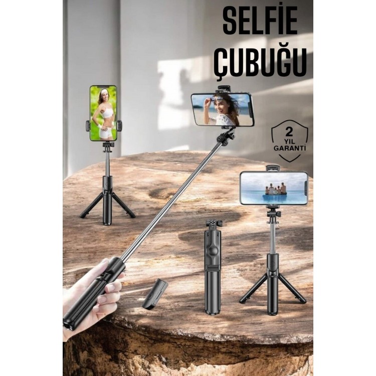Kumandalı Tripod Telefon Tutucu Selfie Çubuğu 360 Derece Dönebilen