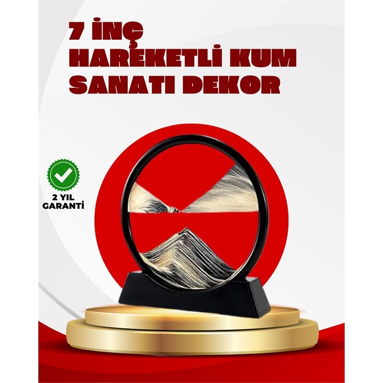 Rahatlatıcı Kum Sanatı – Yuvarlak Cam Çerçeveli Hareketli Kum Resmi Ofis ve Ev İçin Etkileşimli Masaüstü Süs