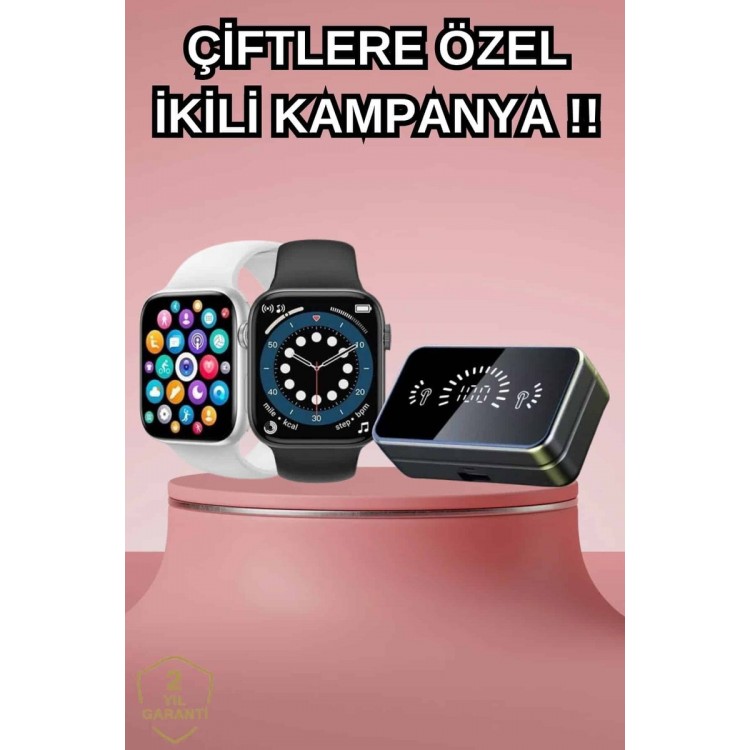 Powerbank Bluetooth Kulaklık Ve Yeni Model Akıllı Saat Seti ANC Özelliği Dokunamatik
