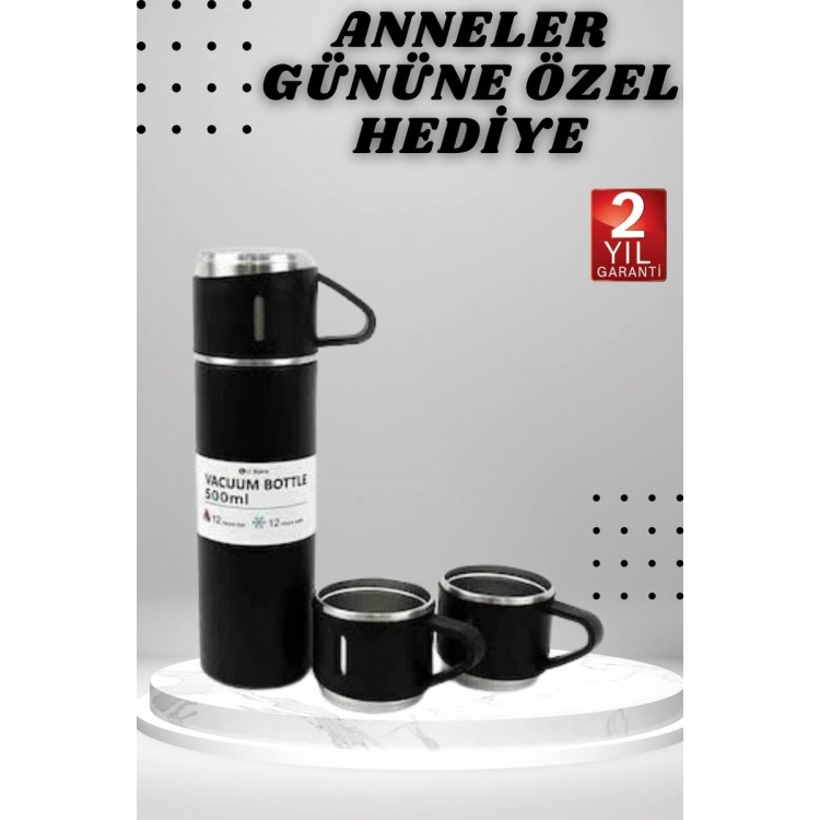 3 Bardaklı Termos Seti Anneler Gününe Özel Hediye Taşınabilir Sızdırmaz Isı Koruyucu