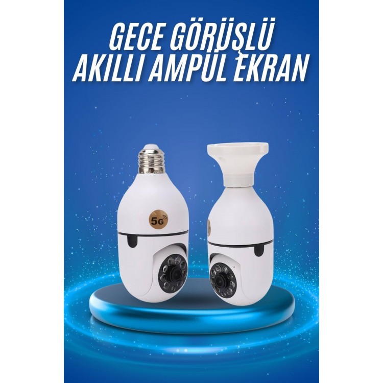 Gece Görüşlü Akıllı Dönebilen Ev Kamerası Ampül Kamera