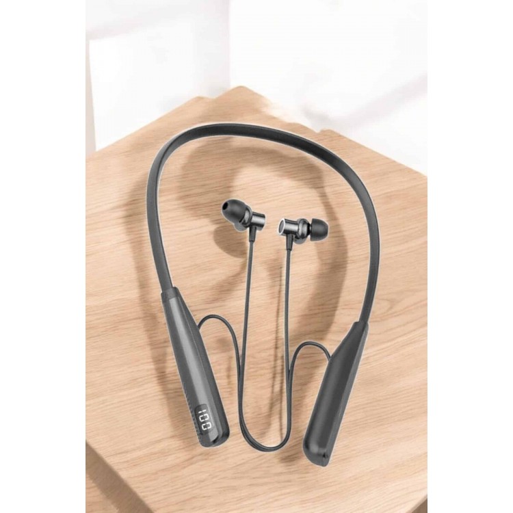 Boyun Askılı Bluetooth Kulaklık Uzun Şarj Süreli Dijital Göstergeli Kablolu