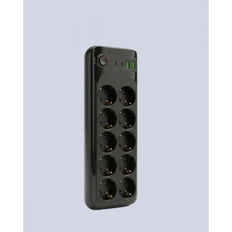 10 Prizli Uzatma Kablosu Termal Koruma USB Type-C Hızlı Şarj 2500W