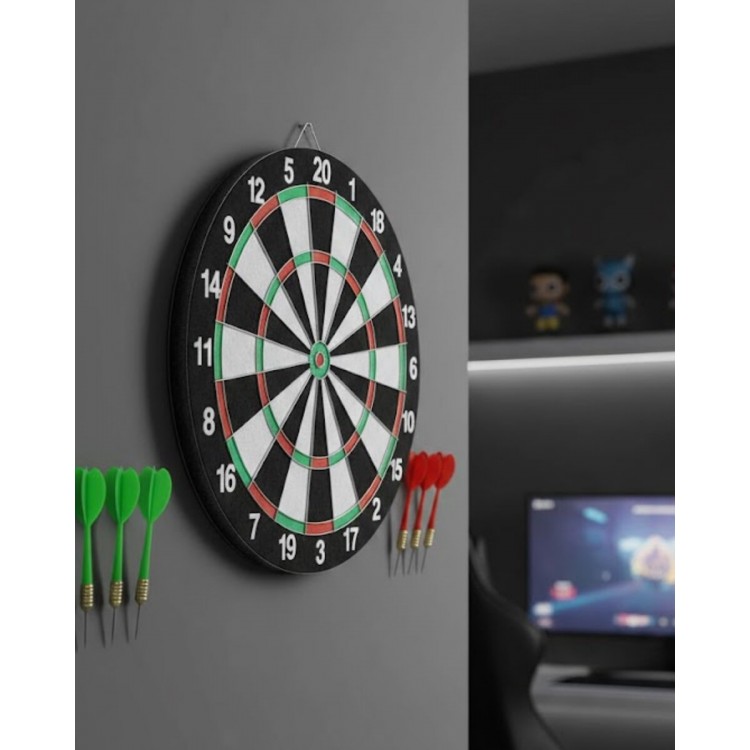 Kaliteli Ahşap Dart Tahtası 12 İnç  4 Dart Ok Seti