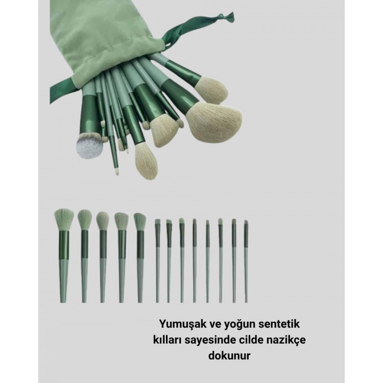 13 Parça Makyaj Fırça Seti – Ergonomik Dökülme Yapmayan Taşınabilir