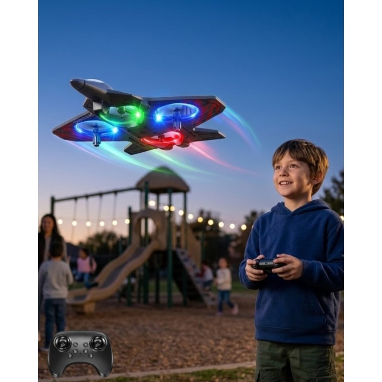 Uzaktan Kumandalı LED Işıklı Drone Uçak 360 Derece Dönüş Özellikli Oyuncak Drone