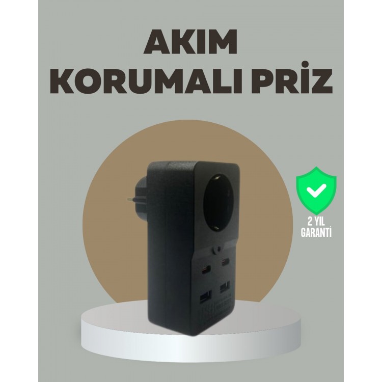 Akıllı Akım Dengelemeli Priz 2500W 4 USB Type C Çıkışlı