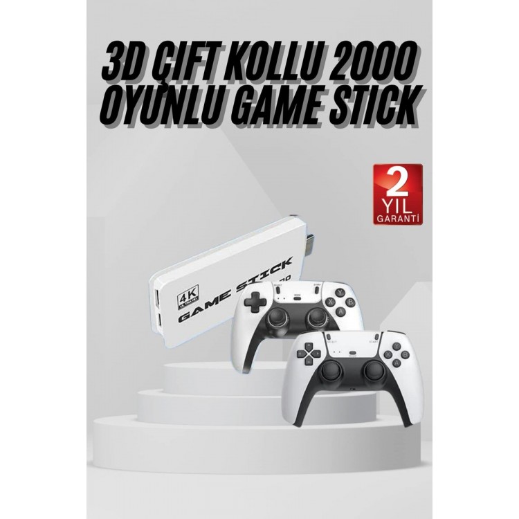 yeni nesil 3D 4K 2000 Oyunlu Game Stick Oyun Konsolu Çift Konsol