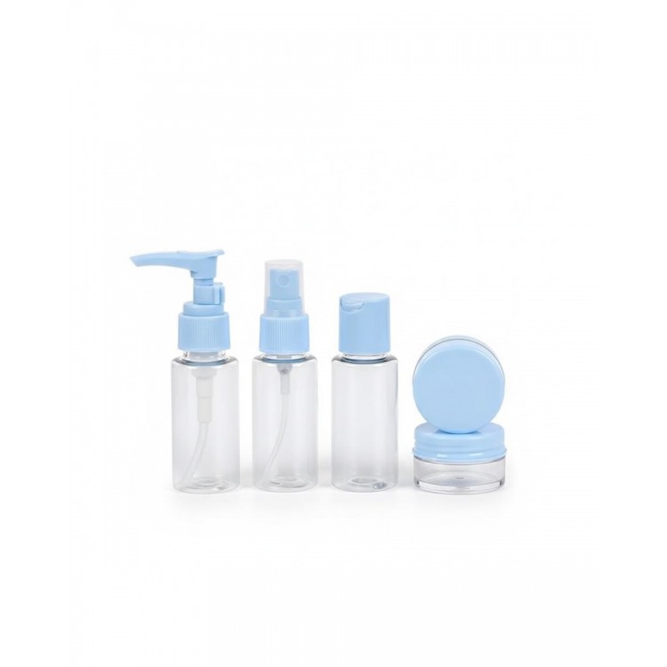 5’li Seyahat Dolum Şişe Seti 30 ml Şeffaf Taşıma Çantalı