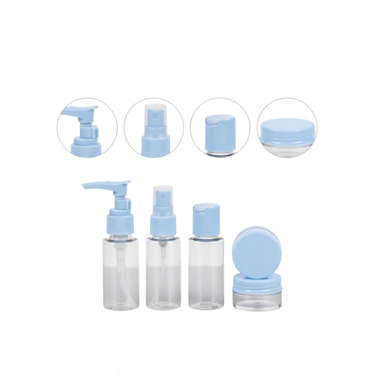 5’li Seyahat Dolum Şişe Seti 30 ml Şeffaf Taşıma Çantalı